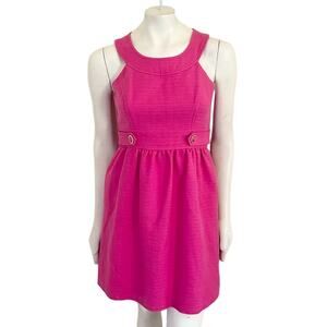 VTG SHOSHANNA Halter Neck Tweed Dress in Barbie Pink with Pockets  SZ 4